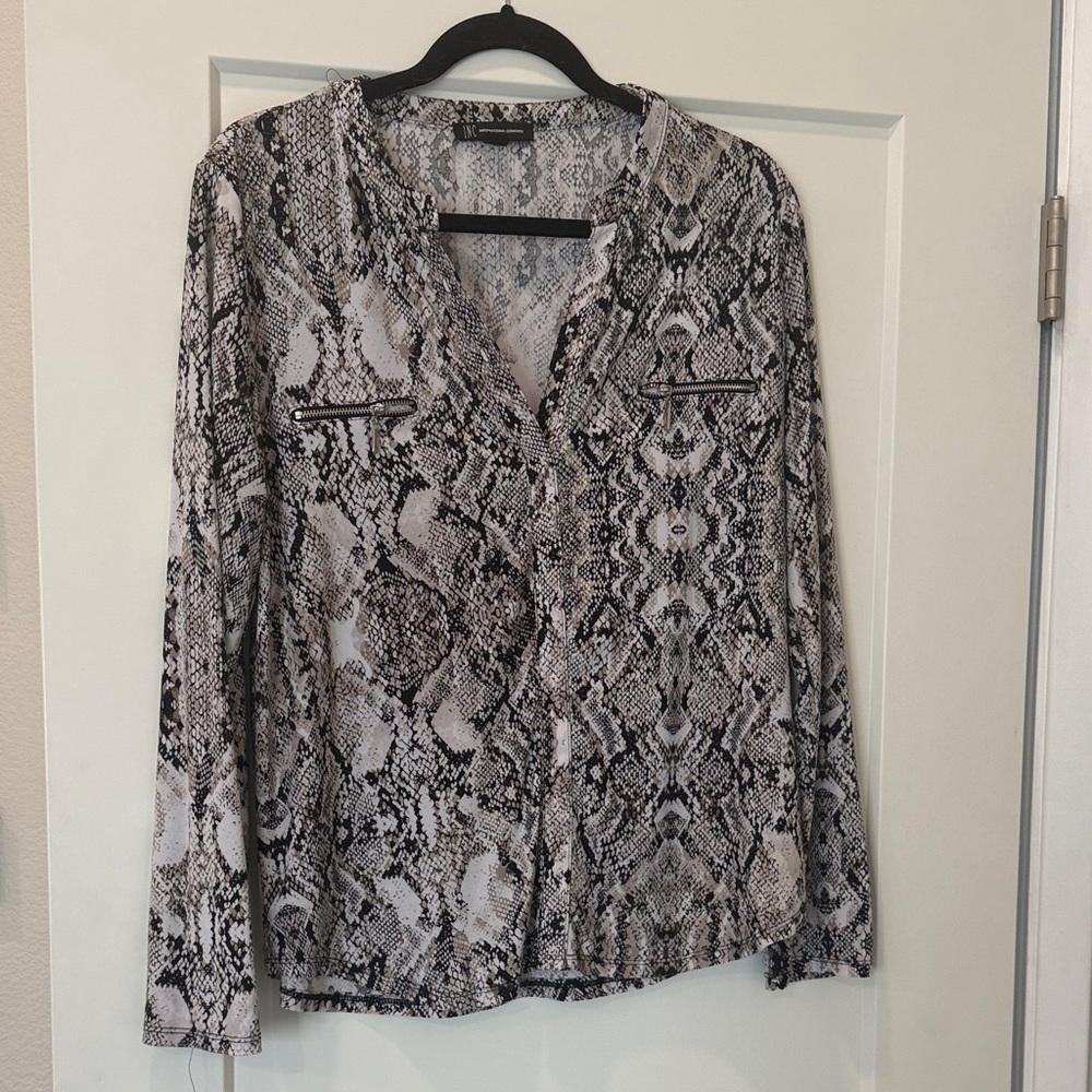 INC International Concepts Black and Gray Button Down Shirt